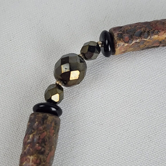 Handmade Brown Metallic Clay Pendant Necklace - Picture 5 of 10